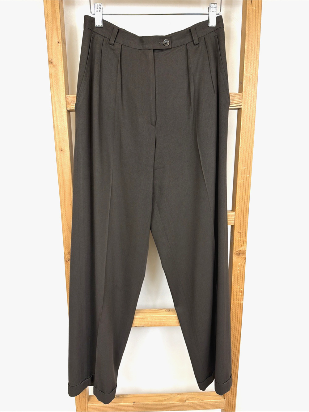 Ann Taylor Brown Pleated Front Pockets Cuffed Trousers Womens Pants Size 6 SMALL